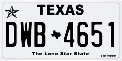 TX license plate DWB4651