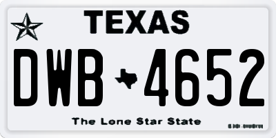 TX license plate DWB4652