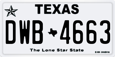 TX license plate DWB4663