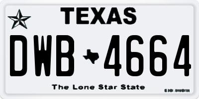 TX license plate DWB4664