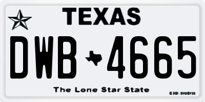 TX license plate DWB4665