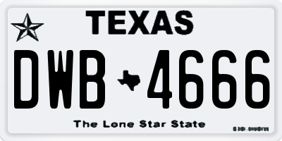 TX license plate DWB4666