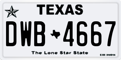 TX license plate DWB4667