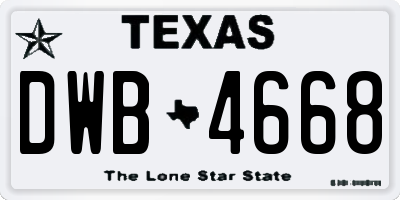 TX license plate DWB4668