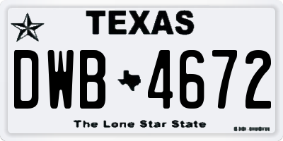 TX license plate DWB4672