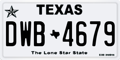TX license plate DWB4679