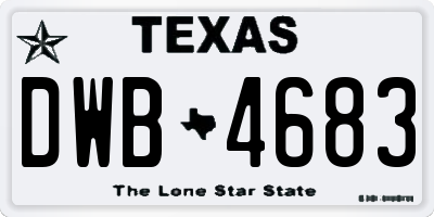 TX license plate DWB4683