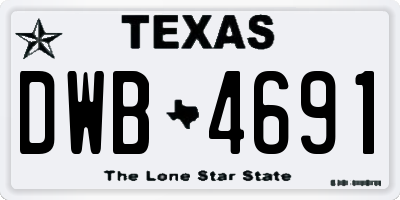 TX license plate DWB4691