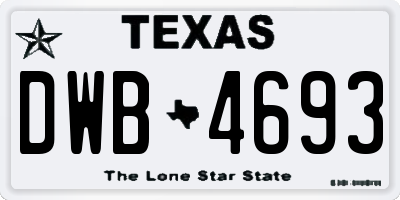 TX license plate DWB4693
