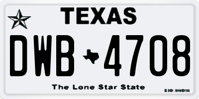 TX license plate DWB4708