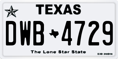 TX license plate DWB4729