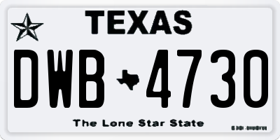 TX license plate DWB4730