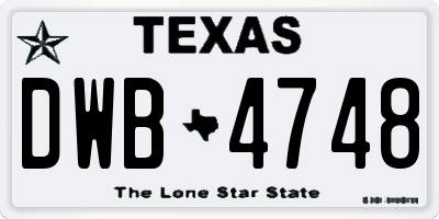 TX license plate DWB4748