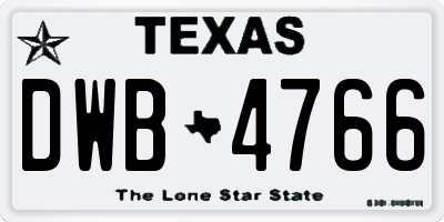 TX license plate DWB4766