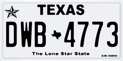 TX license plate DWB4773