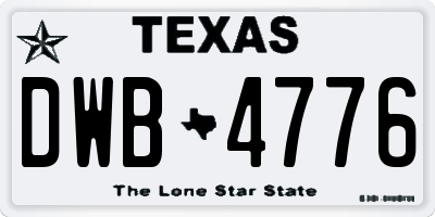 TX license plate DWB4776