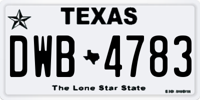 TX license plate DWB4783