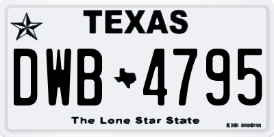 TX license plate DWB4795