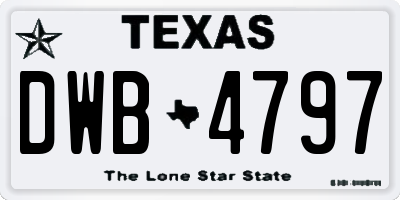 TX license plate DWB4797