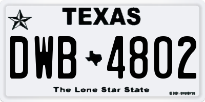 TX license plate DWB4802