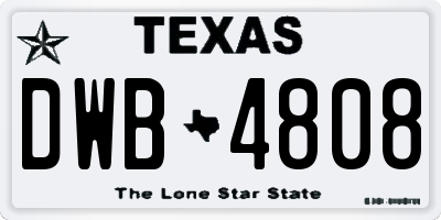 TX license plate DWB4808