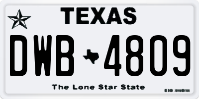 TX license plate DWB4809