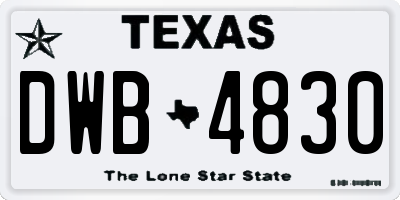 TX license plate DWB4830