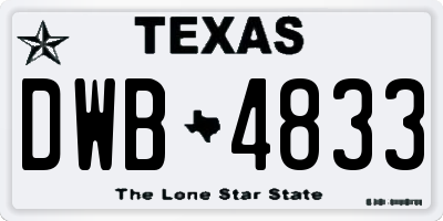TX license plate DWB4833