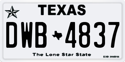 TX license plate DWB4837