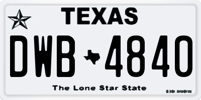 TX license plate DWB4840