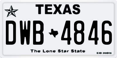 TX license plate DWB4846