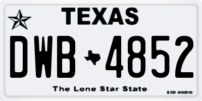 TX license plate DWB4852