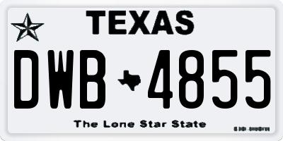 TX license plate DWB4855