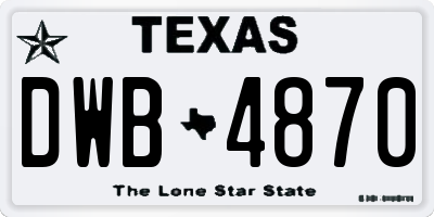 TX license plate DWB4870