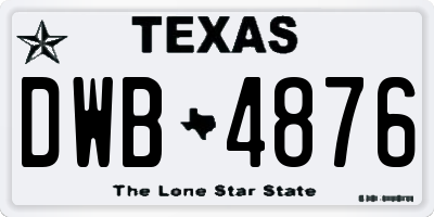 TX license plate DWB4876