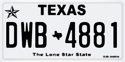 TX license plate DWB4881