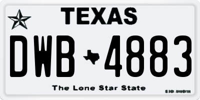 TX license plate DWB4883