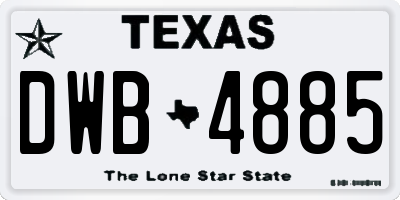 TX license plate DWB4885