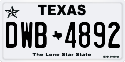 TX license plate DWB4892