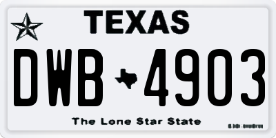 TX license plate DWB4903
