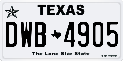 TX license plate DWB4905