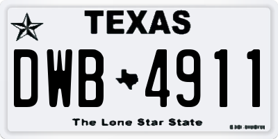 TX license plate DWB4911