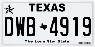 TX license plate DWB4919