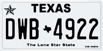 TX license plate DWB4922