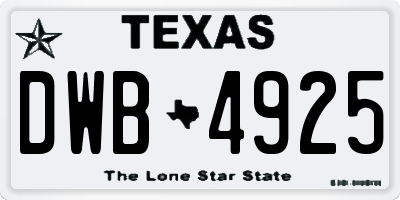TX license plate DWB4925