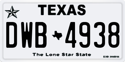 TX license plate DWB4938