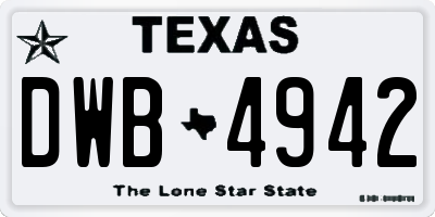 TX license plate DWB4942