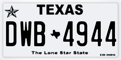 TX license plate DWB4944