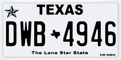 TX license plate DWB4946