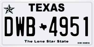 TX license plate DWB4951